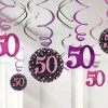 Pink Age 50 Hanging Swirls - 45Cm (12Pk)