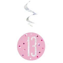 Pink Birthday Glitz Age 13 Hanging Swirls - 80Cm (6Pk)