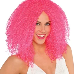 Pink Crimped Wig
