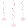 Pink Floral Elephant Hanging Swirl Decorations - 66Cm (3Pk)