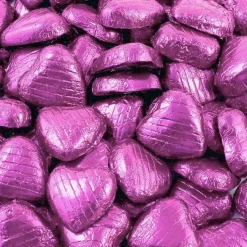 Pink Foil Chocolate Hearts X100