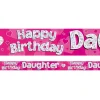 Pink 'Happy Birthday Daughter' Holographic Foil Banner - 2.7M
