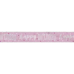 Pink 'Happy Birthday' Foil Banner - 2.75M