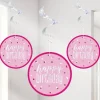 Pink 'Happy Birthday' Hanging Swirls - 80Cm