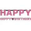 Pink 'Happy Birthday' Holographic Paper Letter Banner - 2.1M