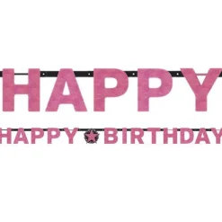 Pink 'Happy Birthday' Holographic Paper Letter Banner - 2.1M