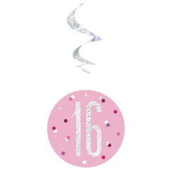 Pink 16Th Birthday Hanging Swirls - 80Cm