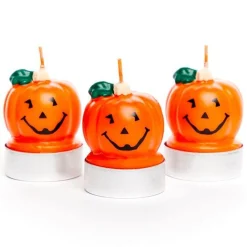 Pumpkin Tea Light Candles - 5Cm (3Pk)