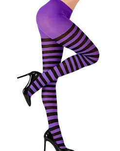 Purple & Black Tights - Adult Plus Size