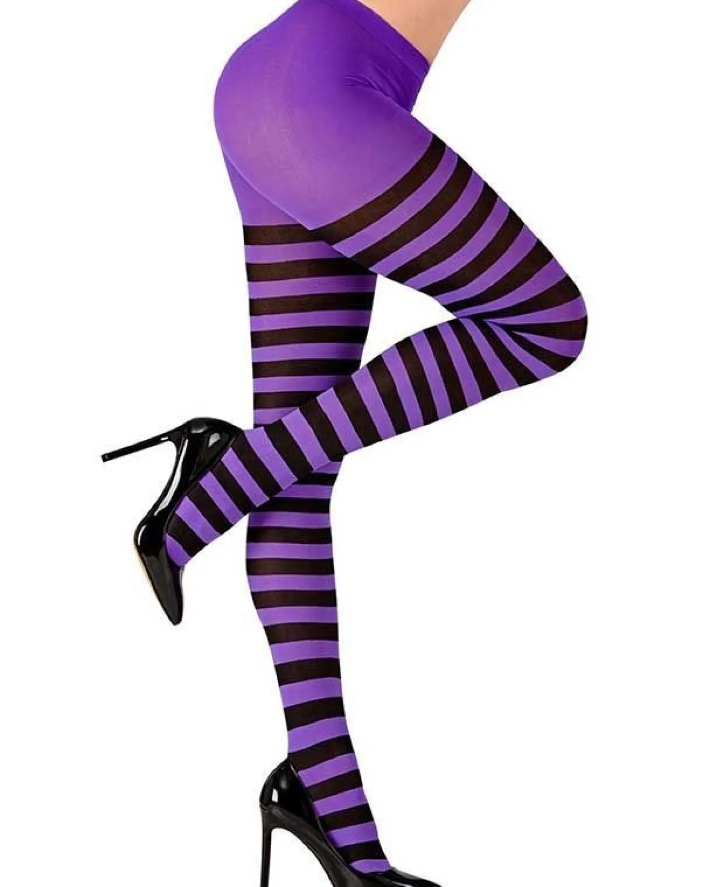 Purple & Black Tights - Adult Plus Size