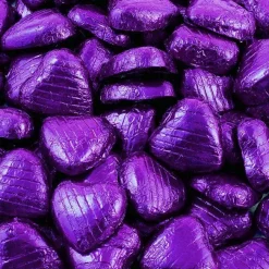 Purple Foil Chocolate Hearts - 1Kg