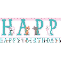 Purr-Fect Party 'Happy Birthday' Paper Banner - 3M