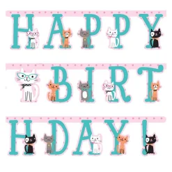 Purr-Fect Party 'Happy Birthday' Paper Banner - 3M
