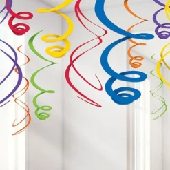 Rainbow Hanging Swirls Decoration - 55Cm (12Pk)
