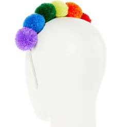 Rainbow Pompom Headband