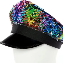Rainbow Sequin Peak Hat