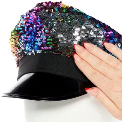 Rainbow Sequin Peak Hat