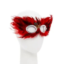 Red & Black Feather Masquerade Mask
