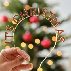 Red & Gold It's Christmas Metal Headband