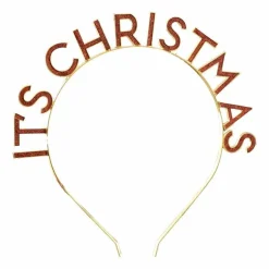 Red & Gold It's Christmas Metal Headband