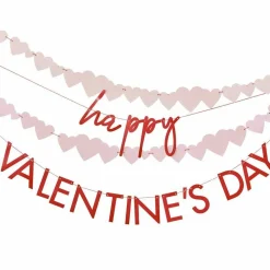 Red & Pink Happy Valentines & Heart Paper Banners - 2.5M