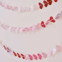 Red & Pink Ombre Heart Paper Garland - 5M