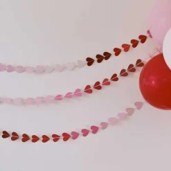 Red & Pink Ombre Heart Paper Garland - 5M