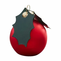 Red Berry Bauble Place Card Holders With Holly Leaf Tags - 4Cm (6Pk)