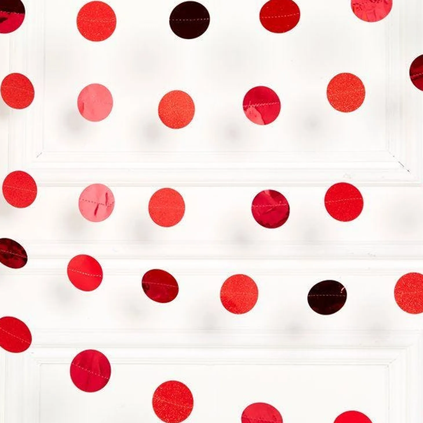 Red Glitter Hanging String Decorations - 2.1M (6Pk)