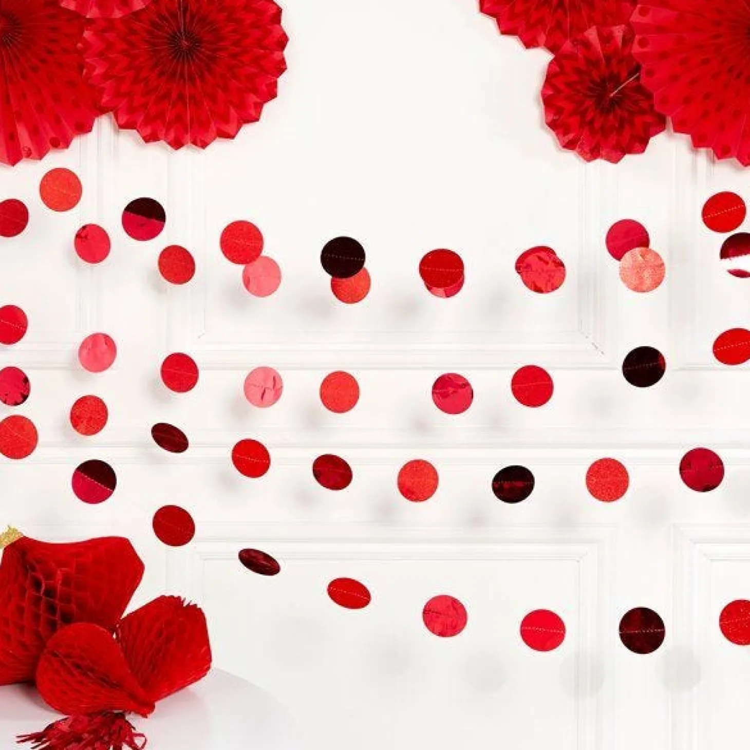 Red Glitter Hanging String Decorations - 2.1M (6Pk)