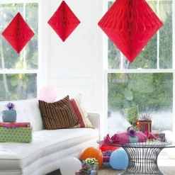 Red Honeycomb Diamond Decoration - 30Cm