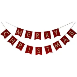 Red Merry Christmas Velvet Bunting - 2M