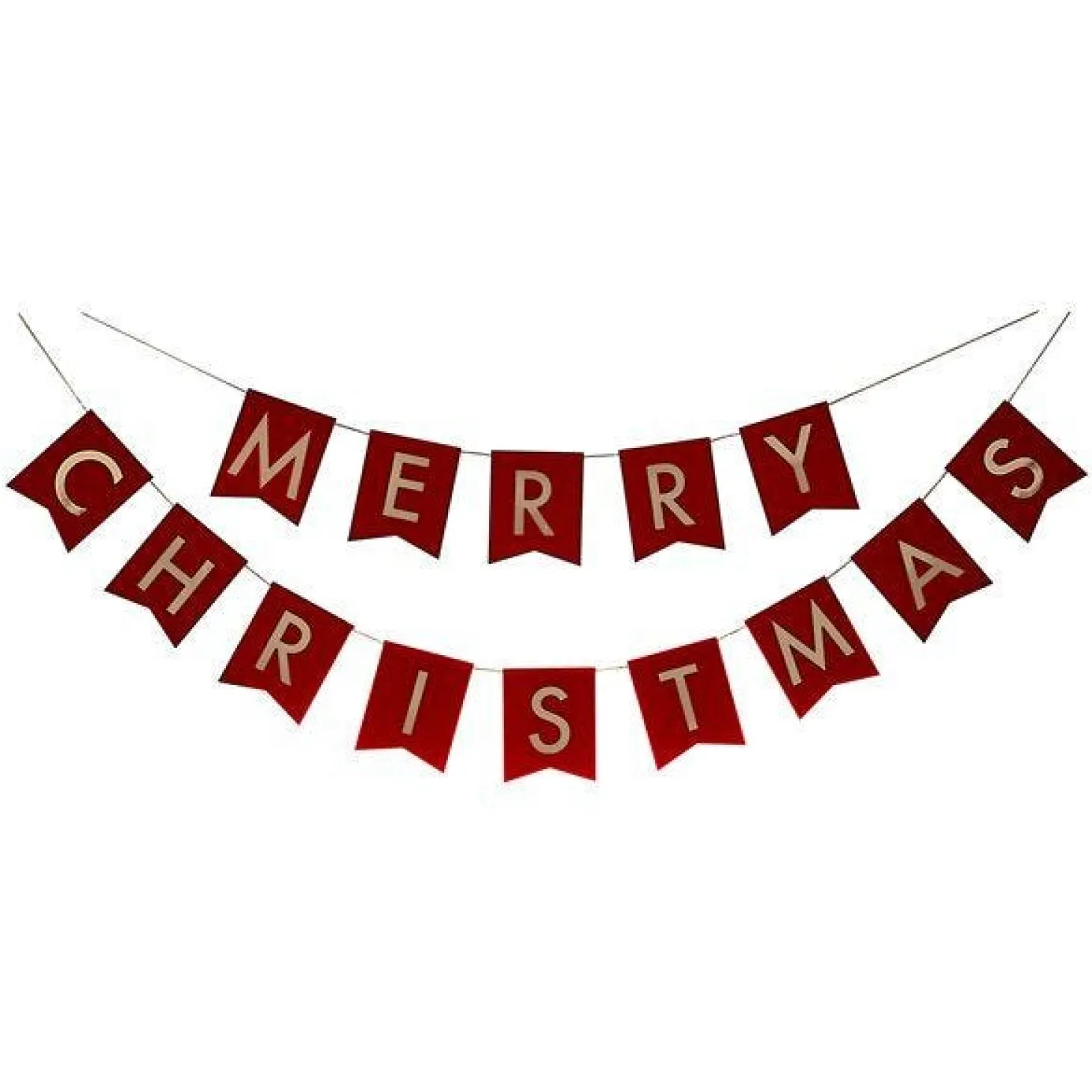 Red Merry Christmas Velvet Bunting - 2M
