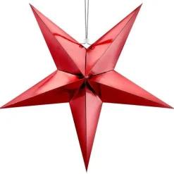 Red Paper Star Hanging Decoration - 70Cm