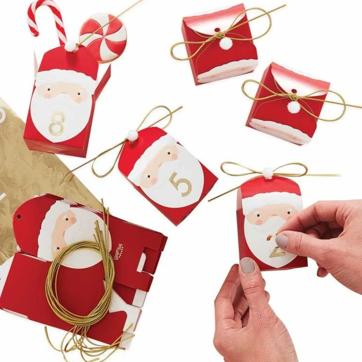 Red Santa Shaped Christmas Advent Calendar Boxes (24Pk)