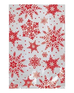 Red Snowflake Cello Bags 10Cm X 15Cm (25Pk)