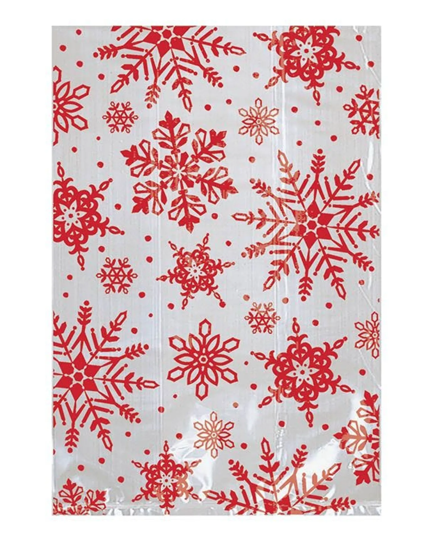 Red Snowflake Cello Bags 10Cm X 15Cm (25Pk)