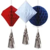 Red, White & Blue Honeycombs With Tassels - 45Cm (3Pk)