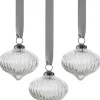 Ribbed Glass Tree Decoration (3Pk)