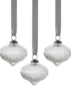 Ribbed Glass Tree Decoration (3Pk)