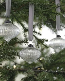 Ribbed Glass Tree Decoration (3Pk)