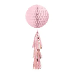 Rose Gold Blush Honeycomb Ball With Tassel Tail - 71Cm