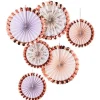 Rose Gold Floral Fan Decoration Kit (6Pk)