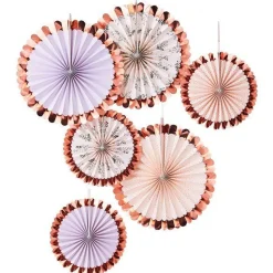 Rose Gold Floral Fan Decoration Kit (6Pk)