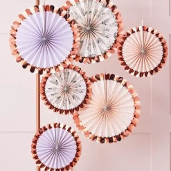 Rose Gold Floral Fan Decoration Kit (6Pk)