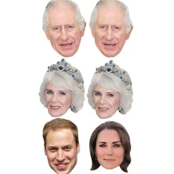 Royals Card Masks King Charles Iii, Camilla, Prince William, Princess Kate (6Pk)