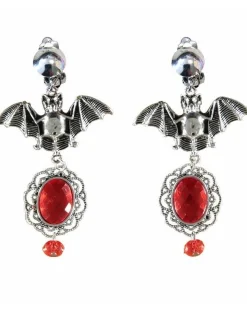 Ruby Bat Earrings