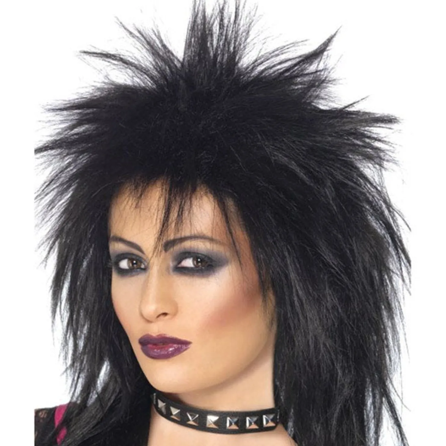 80S Black Rock Diva Wig