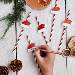 Santa Hat Red & White Stripe Paper Straws (20Pk)