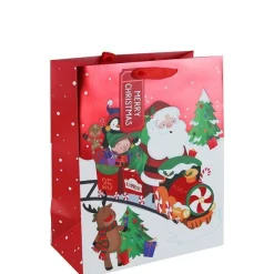 Santa Train Medium Gift Bag - 25.5Cm X 21.5Cm